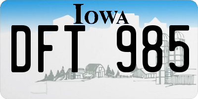 IA license plate DFT985