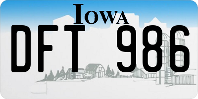 IA license plate DFT986