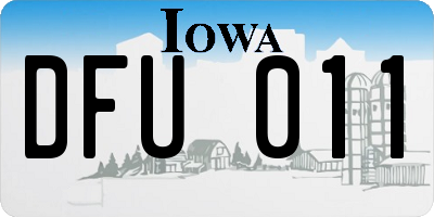 IA license plate DFU011