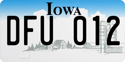 IA license plate DFU012