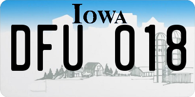 IA license plate DFU018