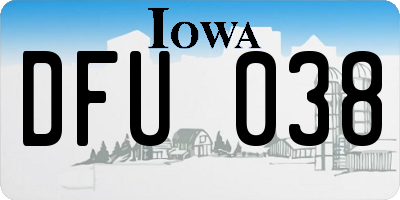 IA license plate DFU038