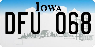 IA license plate DFU068