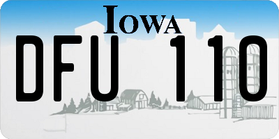 IA license plate DFU110
