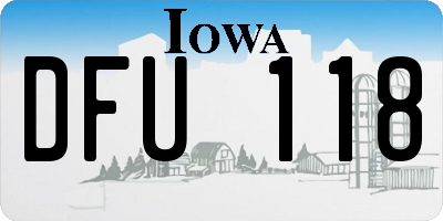 IA license plate DFU118