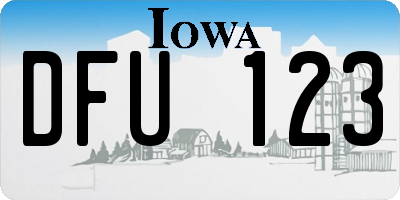 IA license plate DFU123