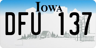 IA license plate DFU137