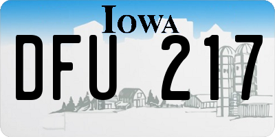 IA license plate DFU217