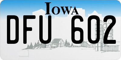 IA license plate DFU602