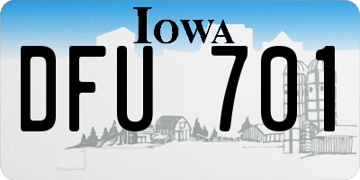 IA license plate DFU701