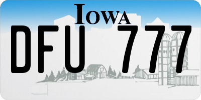 IA license plate DFU777