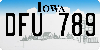IA license plate DFU789