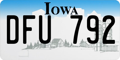 IA license plate DFU792