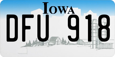 IA license plate DFU918