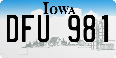 IA license plate DFU981