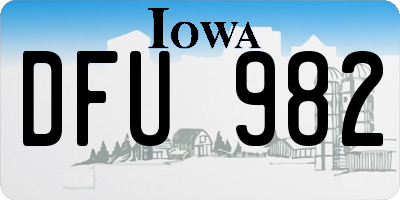 IA license plate DFU982