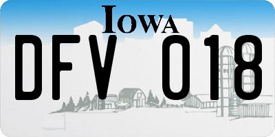 IA license plate DFV018