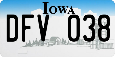 IA license plate DFV038
