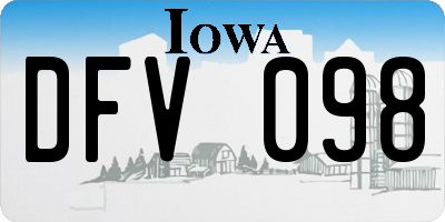IA license plate DFV098
