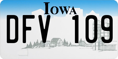 IA license plate DFV109