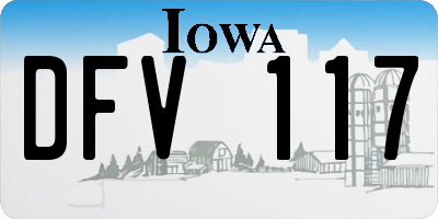 IA license plate DFV117