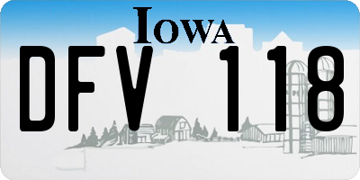 IA license plate DFV118