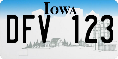 IA license plate DFV123
