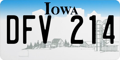 IA license plate DFV214