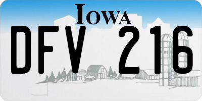 IA license plate DFV216