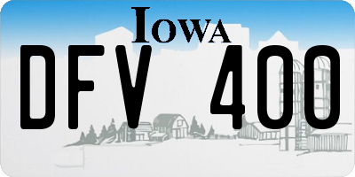 IA license plate DFV400
