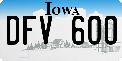 IA license plate DFV600