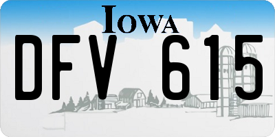 IA license plate DFV615