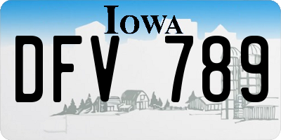 IA license plate DFV789