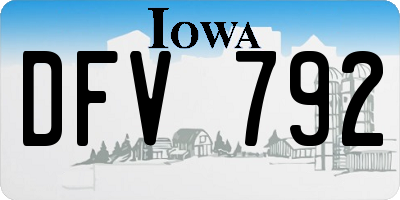 IA license plate DFV792
