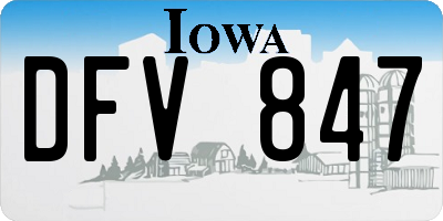 IA license plate DFV847