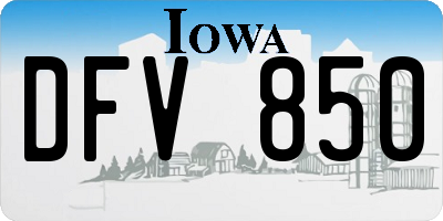 IA license plate DFV850