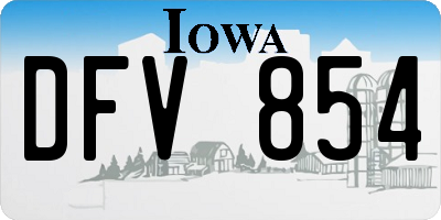 IA license plate DFV854