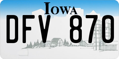 IA license plate DFV870