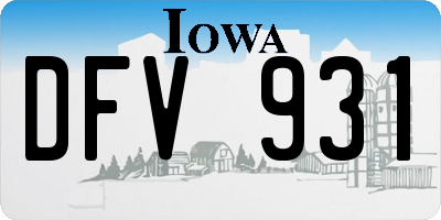 IA license plate DFV931
