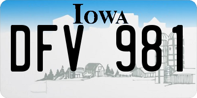 IA license plate DFV981