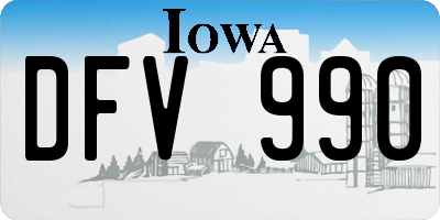 IA license plate DFV990