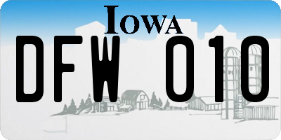 IA license plate DFW010