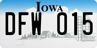 IA license plate DFW015