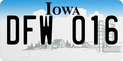 IA license plate DFW016