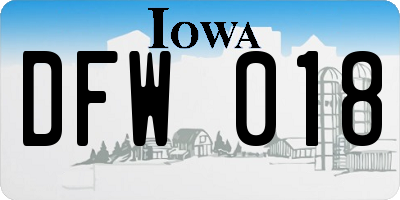 IA license plate DFW018