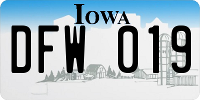 IA license plate DFW019
