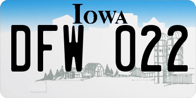 IA license plate DFW022