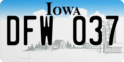 IA license plate DFW037