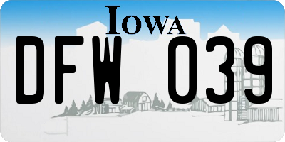 IA license plate DFW039