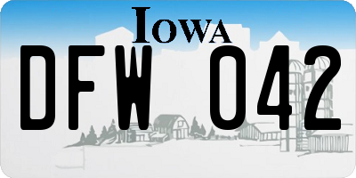 IA license plate DFW042